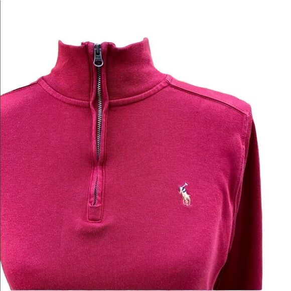 POLO RALPH LAUREN Cotton Quarter-Zip Red Pullover Size L(14-16) - Picture 4 of 7